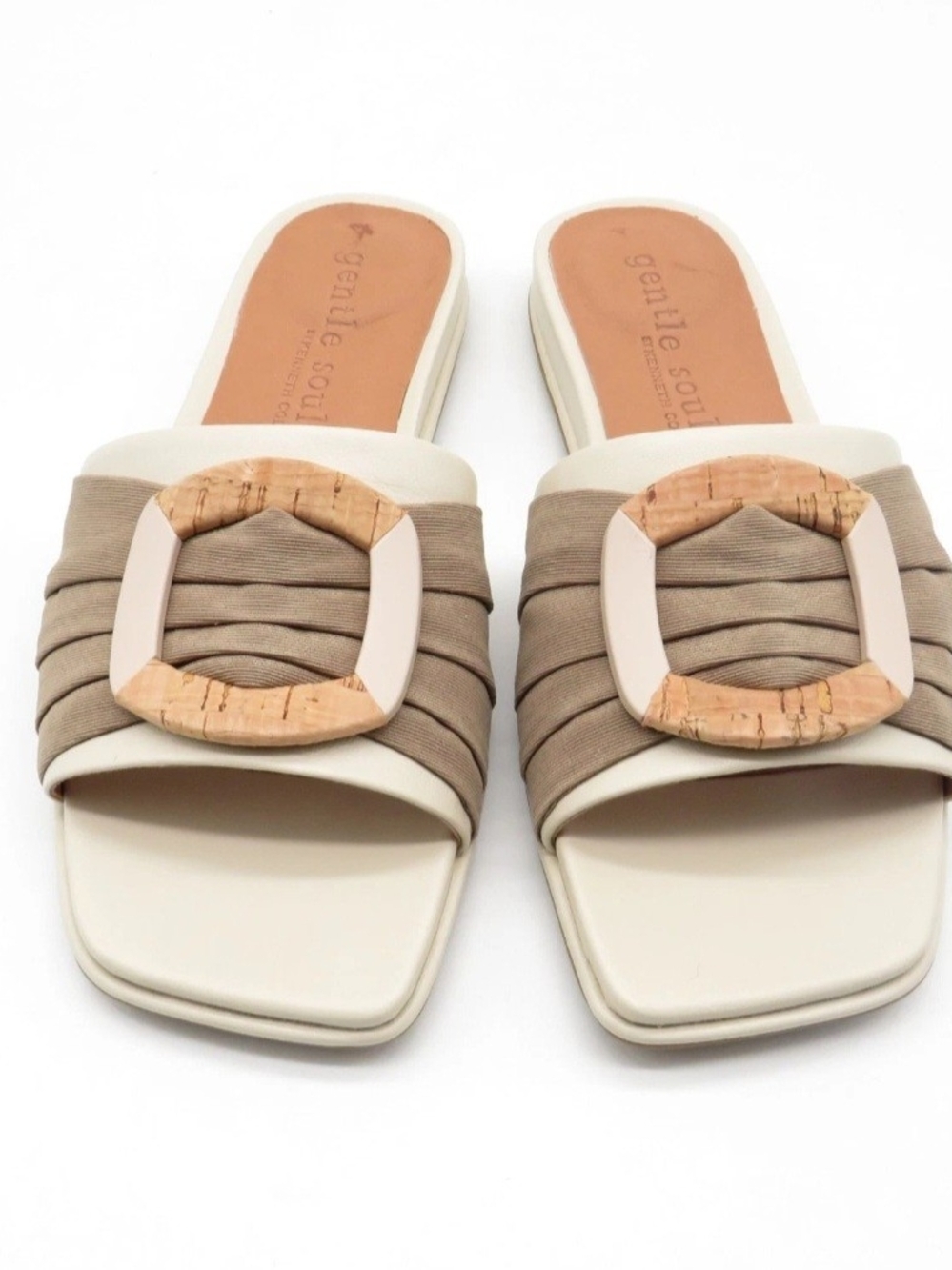 Gentle Souls Stone Cork-Buckle Slide Mules